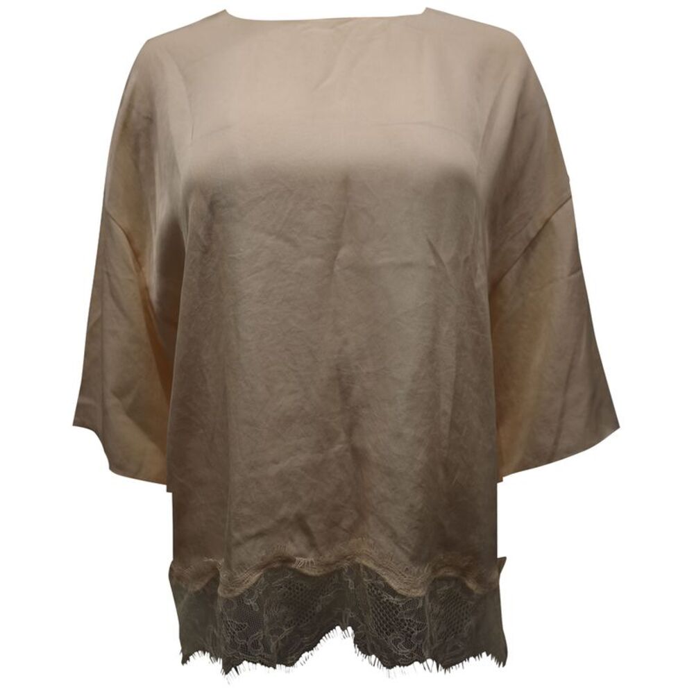Vince Lace Trim Top in Beige Triacetate